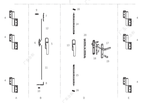 ZDM01 4 or 3 Sashes Partition Folding Door Fittings Hardware System from China manufacturer