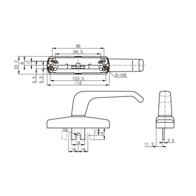 Aluminum-Alloy-Door-and-Window-Accessories-Fork-Handle-CZH04B-3 Aluminum-Alloy-Door-and-Window-Accessories-Fork-Handle-CZH04B-3