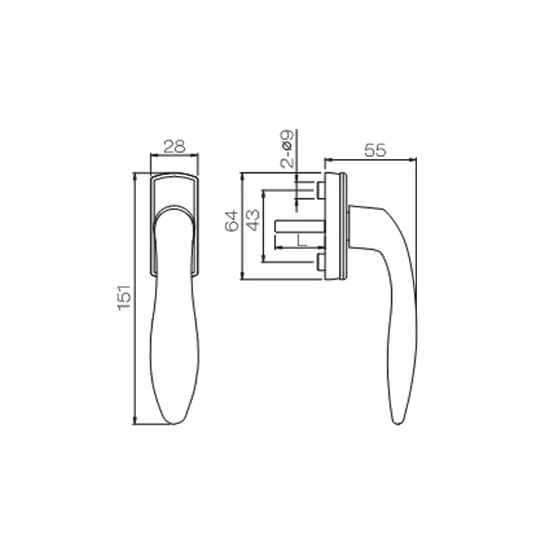 High quality aluminum alloy small handle for UPVC casement windows and doors PCZ07 1 