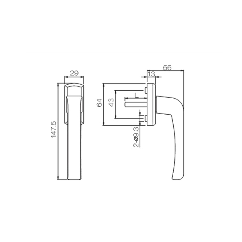 High quality aluminum alloy small handle for UPVC casement windows and doors PCZ04 1