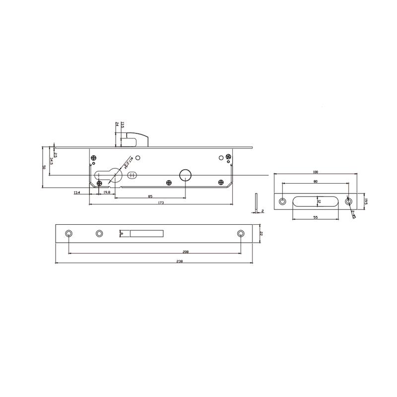 door lock body 2585A 3SS 1