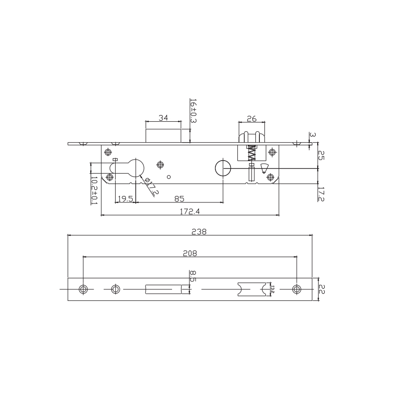 door lock body 2585c-3ss 2